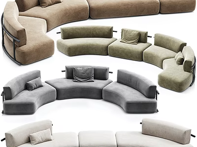 Stylish Two Seater Sofa Designs In Neutral Tones For Living Room Decor 3d model