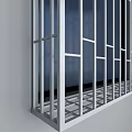 Secure Metal Grilled Window Design With Vertical Bars For Home Exterior 3d model