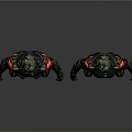 Futuristic Sci Fi Armor Characters With Green Red Suits And Two Figures