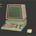 Vintage Computer Setup With Old Monitor Keyboard Mouse And Cable