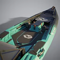 Turquoise And Gray Yacht With Modern Dashboard And Seating Area