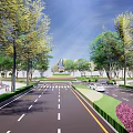 Municipal Road Roundabout Design Featuring Greenery Trees And Well Structured Traffic Lanes
