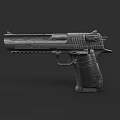 Detailed Black Pistol 3D Model With Engraved Texture On Dark Background 3d model
