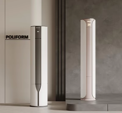 POLIFORM Modern Tower Air Cooler Fans With Sleek White And Pink Design For Indoor Use 3d model