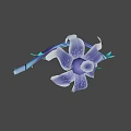 Ornamental Purple Fantasy Magic Staff With Floral Head Green Leaves Blue Accents