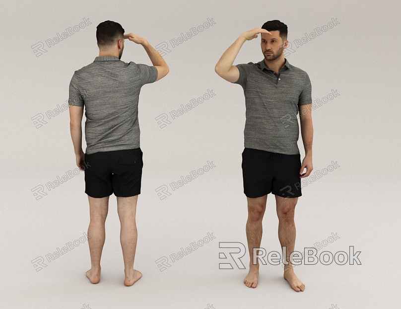 Figure exercise beach swimming posture model