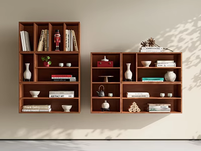 The Middle Ancient Book Shelf Wall Hanging Bookshelf Storage Rack Book Ornaments Decorative Rack 3d model