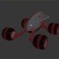 Futuristic Silver Metallic Robotic Vehicle With Four Large Wheels And Top Antennas