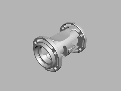 Industrial Metal Flanged Pipe Fitting With Bolt Holes And Cylindrical Design 3d model
