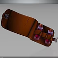 Portable Red Leather Case For Storing Purple Small Daily Essential Bottles