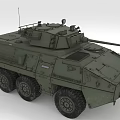 Armored Green Military Vehicle With 6 Wheeled Design Top Mounted Weapon And Antennas