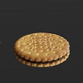 Round Sandwich Cookie With Patterned Surface Small Holes And Creamy Filling 3d model