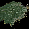 Satellite Map Of Regional Terrain With Green Vegetation And Coastal Boundaries