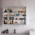 Bathroom Wall Cabinet Featuring Glass Doors LED Lighting And Organized Toiletries Storage