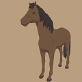 Brown Horse With Black Mane And Tail In Standing Posture On Brown Background