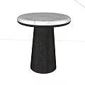 Modern Minimalist Side Table With Round Marble Top And Black Cylindrical Base 3d model