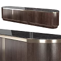 Elegant Wooden Dresser With Black Marble Top And Gold Metal Trim Modern Design
