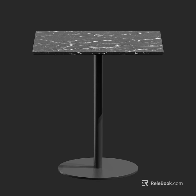 Sleek Modern Coffee Table With Marble Top And Black Cylindrical Stand 3d model