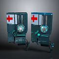 Modern Dual Entertainment Appliances With Red Cross Design And Rolling Wheels