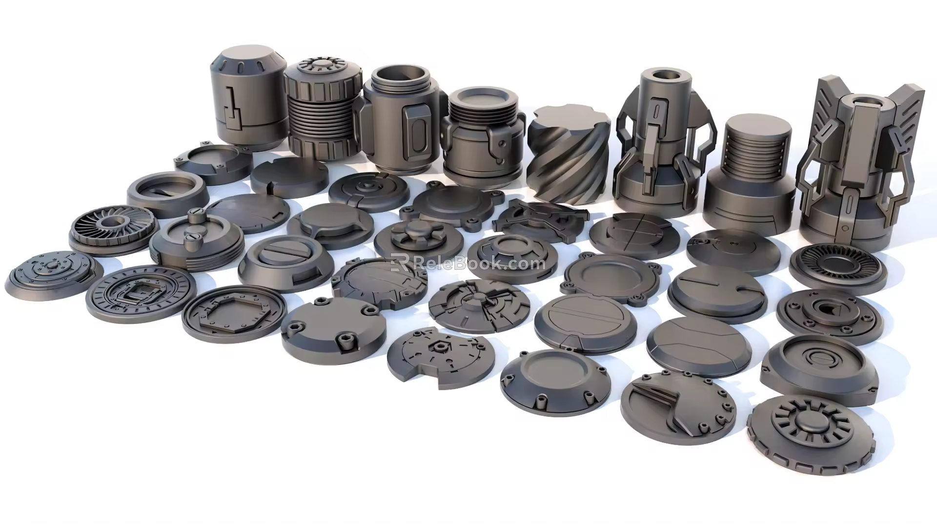 Hard surface mechanical parts combination of mechanical parts 3d model