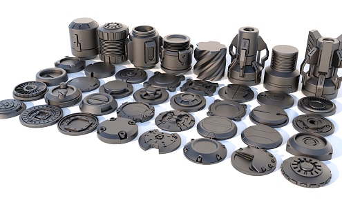 Hard surface mechanical parts combination of mechanical parts 3d model