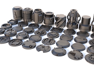 Hard surface mechanical parts combination of mechanical parts 3d model