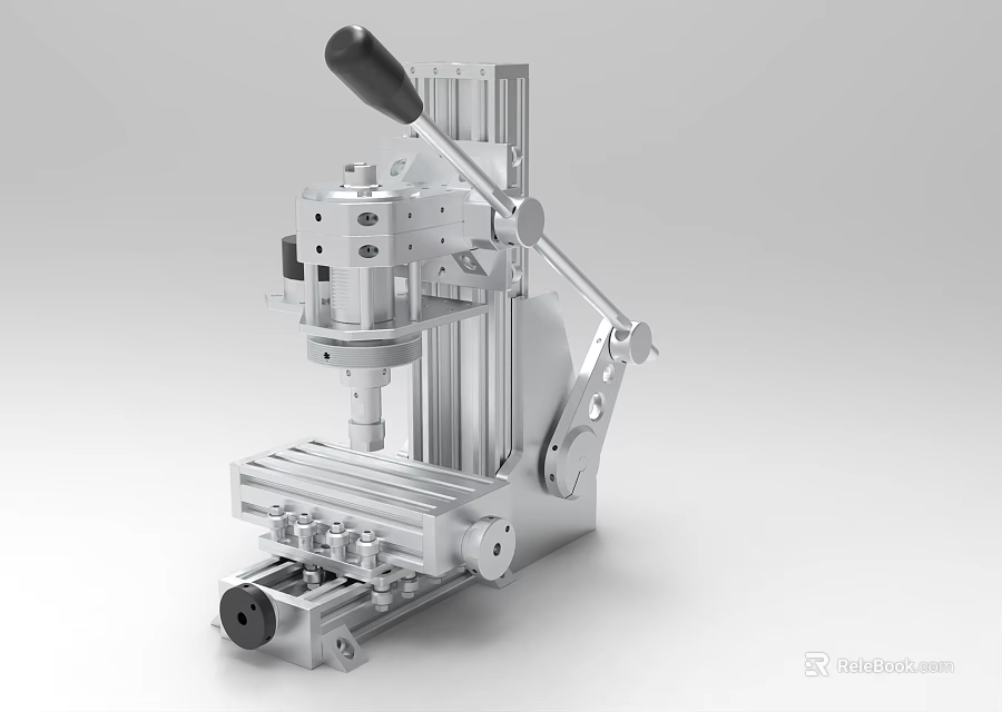 Industrial Bench Drill Press With Metal Construction Manual Handle And Sliding Worktable Rails 3d model 