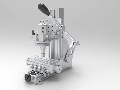 Industrial Bench Drill Press With Metal Construction Manual Handle And Sliding Worktable Rails 3d model