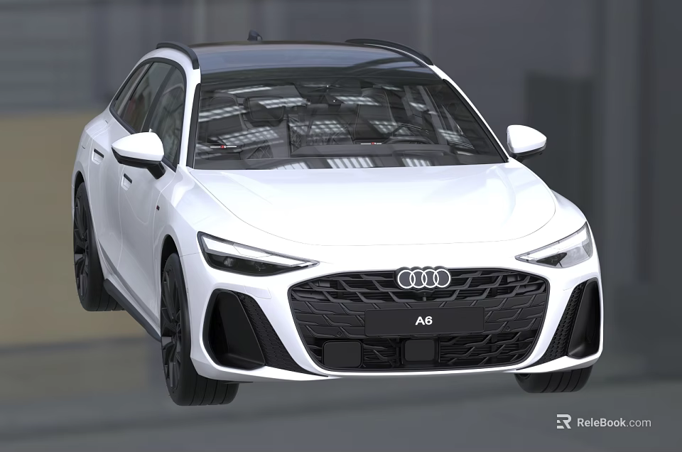 White Audi A6 Sedan With Modern Front Grille And Headlights Design 3d model 