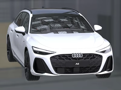 White Audi A6 Sedan With Modern Front Grille And Headlights Design 3d model
