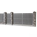 Modern partition fence brick European picket gate 3d model