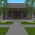 Ancient Chinese Architectural Complex Featuring Courtyard Pond Rockery And Greenery 3d model