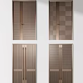Modern Double Doors With Fluted Panels Checkerboard Pattern And Brushed Brass Finish 3d model