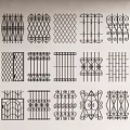 Various Decorative Railings Design Patterns in Different Geometric and Ornate Styles 3d model