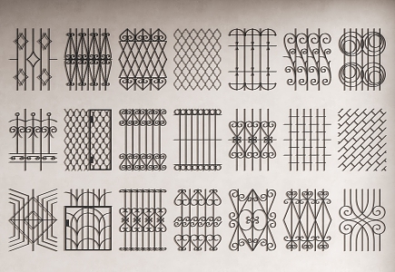 Wrought iron railing combination wrought iron fence 3d model