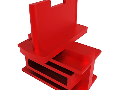 Modern Red 3D Structure With Multi Layered Design And Storage Compartments 3d model