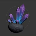 Decorative Crystal Ornament Set With Shining Colorful Pointed Crystals On Gray Stone Base