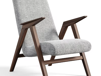 Comfortable Gray Fabric Leisure Chair With Wooden Frame Modern Minimalist Design 3d model