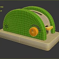Green Two Slice Toaster With Orange Knob And Cream Base Electronic Appliance