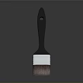 Black Handle Paint Brush With Purple Bristles And Metal Ferrule Isolated On Dark Background