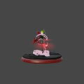 Game Character Silver Haired Female In Black Bodysuit With Red Glowing Weapon And Energy Forms