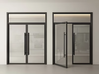 Modern Glass Doors With Black Frame For Home Interior Entrance Design 3d model