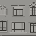 Casement Windows In Various Designs With Decorative Frames And Classic Styles 3d model