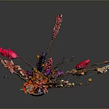 Artistic Hand Carved Wooden Vase With Colorful Dried Flowers On Dark Background