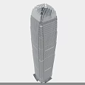 Modern Tall Office Building With Glass Curtain Wall And Curved Top Design