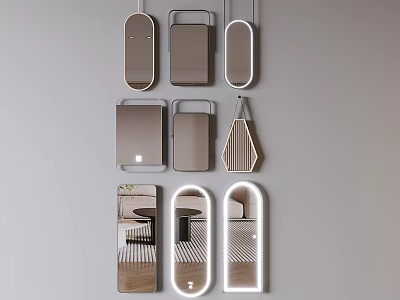 Modern Decorative Mirrors With Various Shapes And Frames For Home Wall Decor 3d model