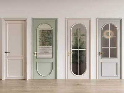 Stylish Hinged Doors in Various Colors with Glass Panels for Modern Interior Design 3d model