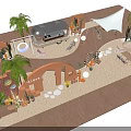 Vibrant Outdoor Decor With Orange Arch Palm Tree Succulents And Terracotta Pots