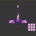 Purple Pink Glowing Dragon Creature With Mechanical Wings And Pink Block Structure 3d model