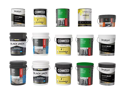 Assorted Household Buckets from Multiple Brands in Various Colors for Daily Use 3d model